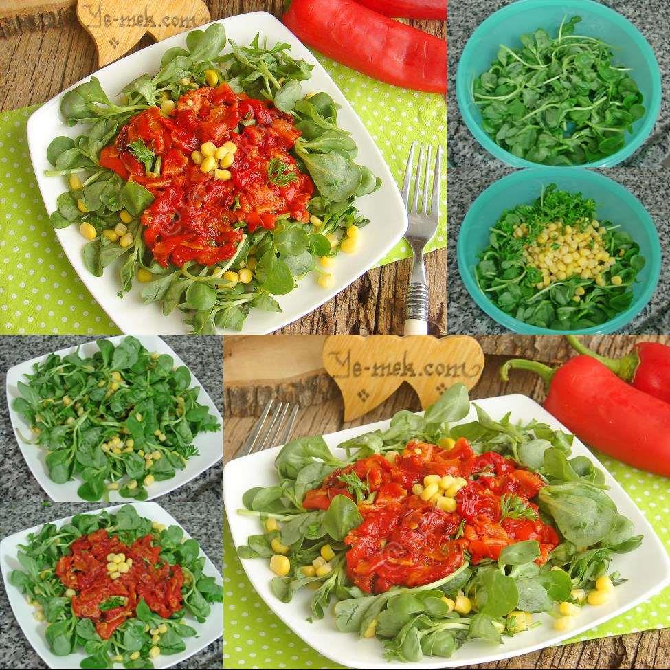 Közlenmiş Kırmızı Biberli Semizotu Salatası